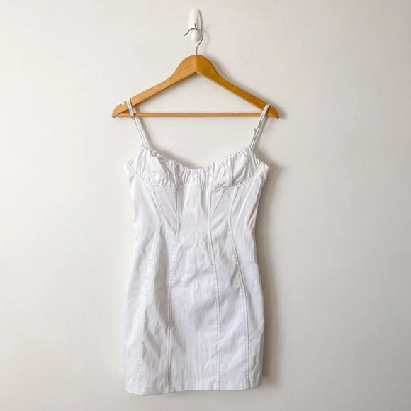Zara Poplin Corset Style Mini Dress White  Blogger Fav Size Large - Picture 10 of 15